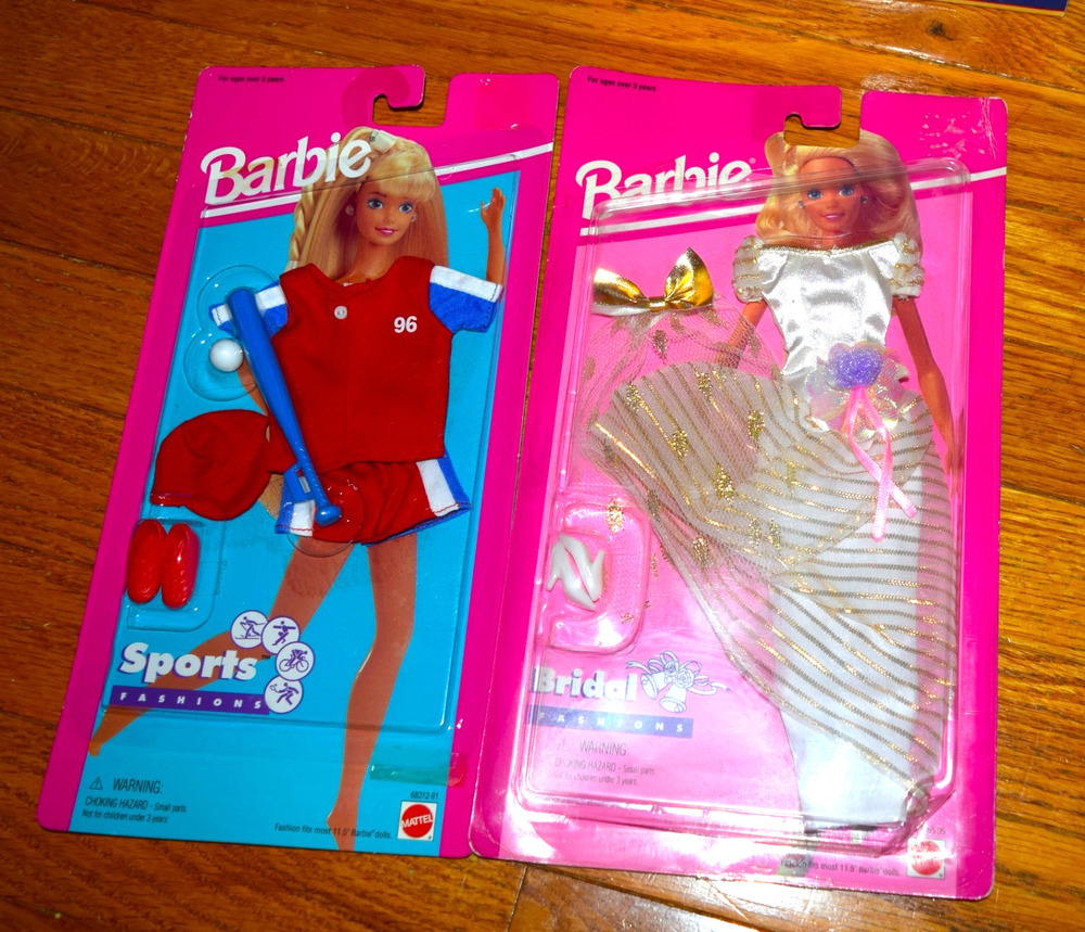 Vtg 1995 Barbie Fashions Lot of 2 Sports Soccer & Bridal Wedding Mattel Sealed
